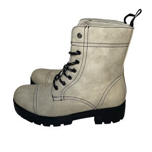 Seven 7 Women's Size 9 Jodi Combat Boots Cream with Black Laces New Without Box